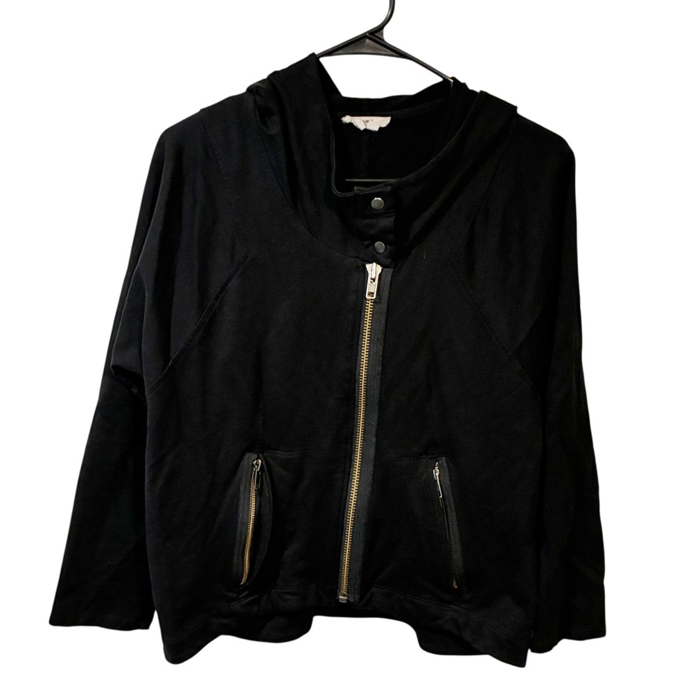 Helmut Lang Black Silver Full Zip Hooded Knit Jacket Sweatshirt Size Small